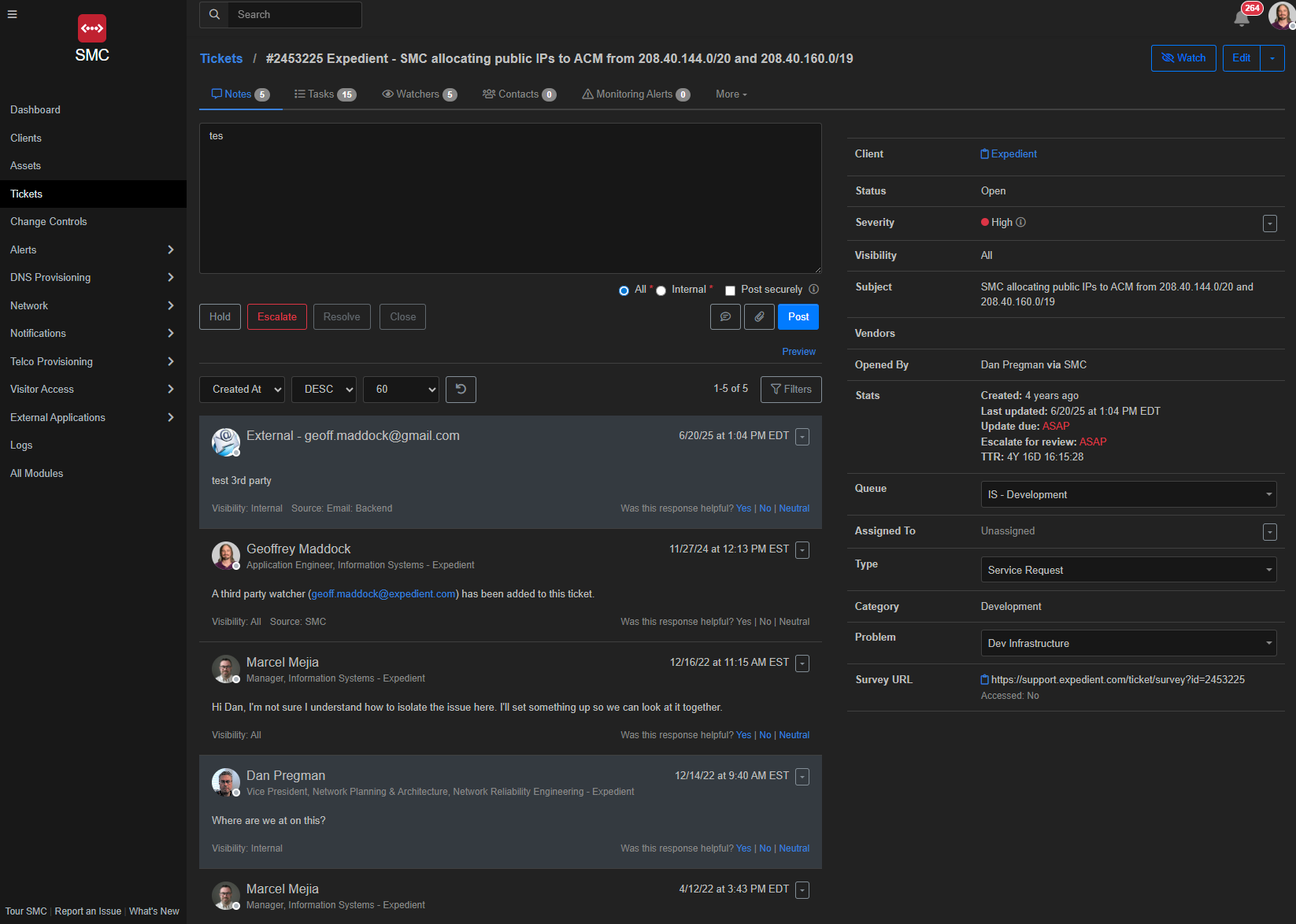 Support Management Console
