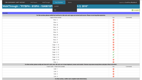Shift Report Interface
