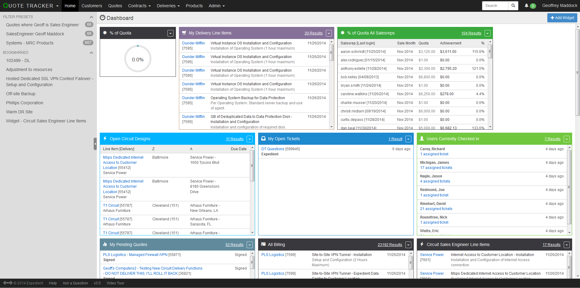 QuoteTracker v3.5 Dashboard